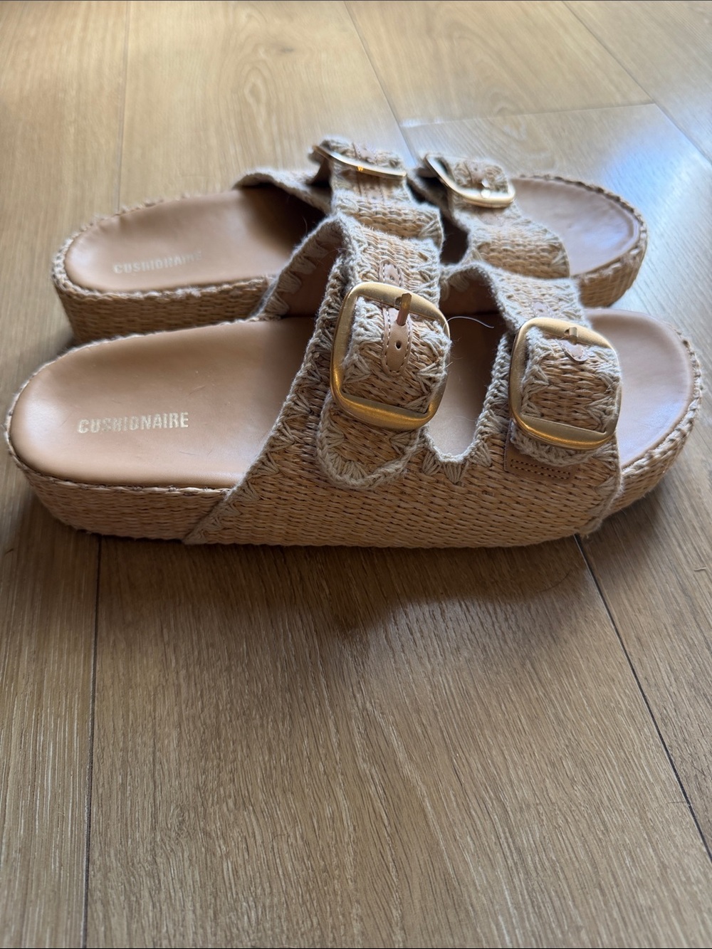 Woven Sandals with Gold Buckle